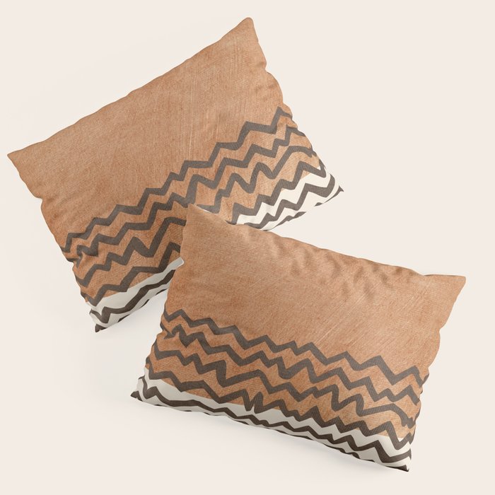 Terracotta Black Waves Abstract Artwork Pillow Sham Gallery Image 3