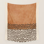 Terracotta Black Waves Abstract Artwork Wall Tapestry Gallery Image 4