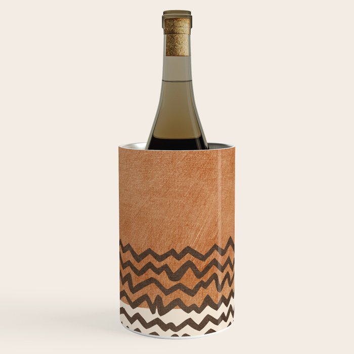 Terracotta Black Waves Abstract Artwork Wine Chiller Gallery Image 1