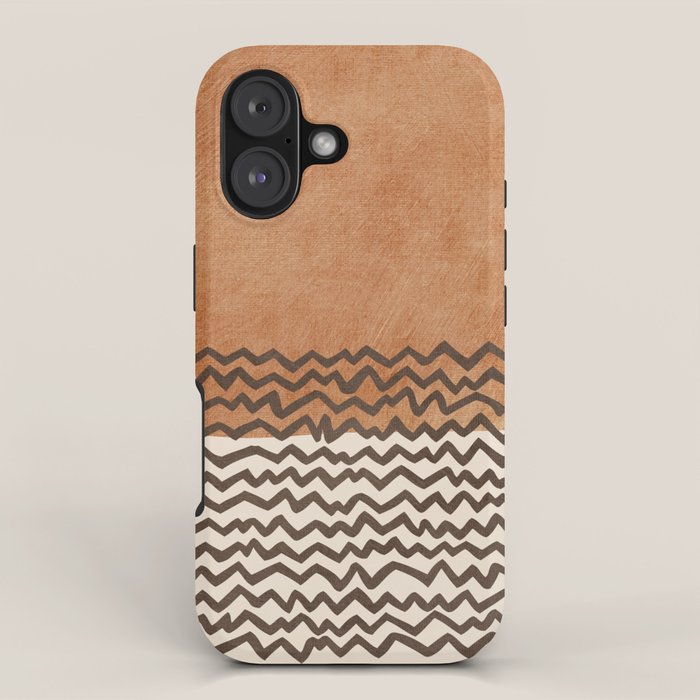 Terracotta Black Waves Abstract Artwork iPhone Case Gallery Image 1