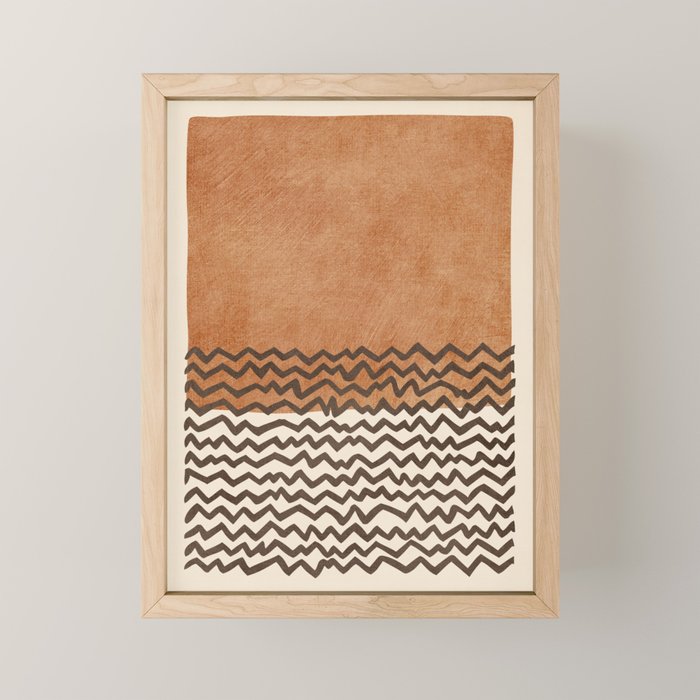 Terracotta Black Waves Abstract Artwork Mini Art Print Gallery Image 1