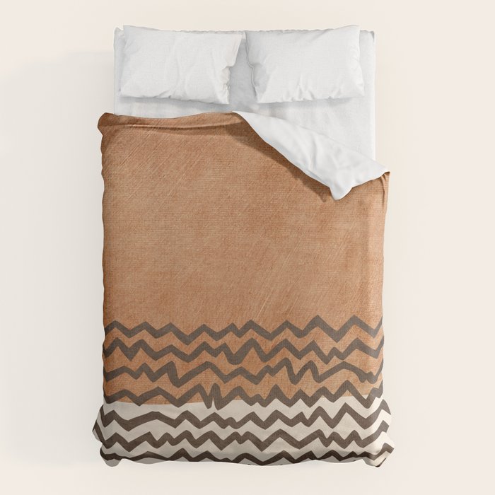 Terracotta Black Waves Abstract Artwork Duvet Cover Gallery Image 6