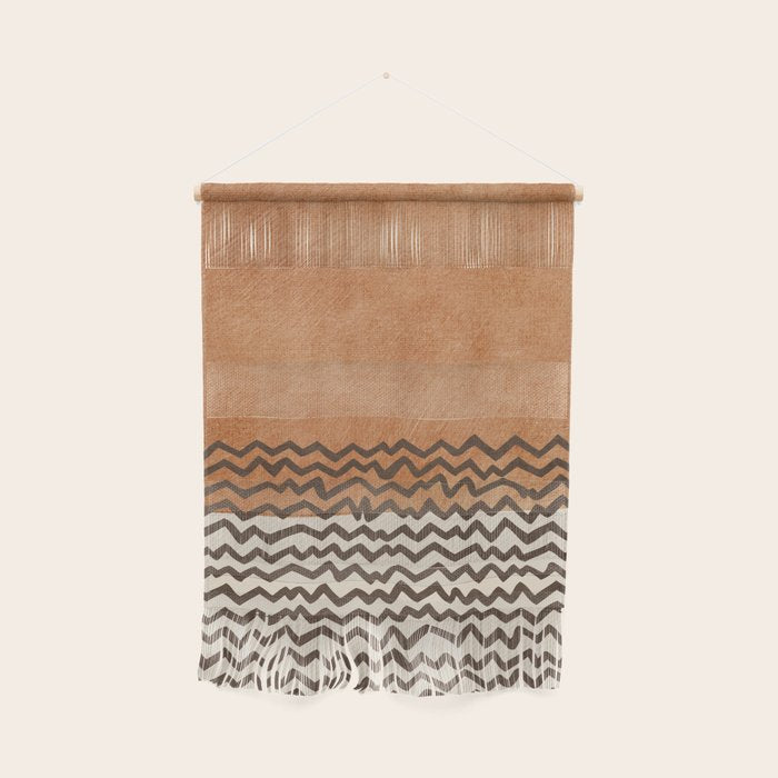 Terracotta Black Waves Abstract Artwork Wall Hanging Gallery Image 1