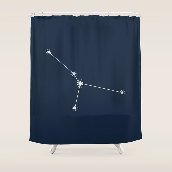 Cancer Zodiac Star Constellation Line Art Dark Blue Shower Curtain Gallery Image 1