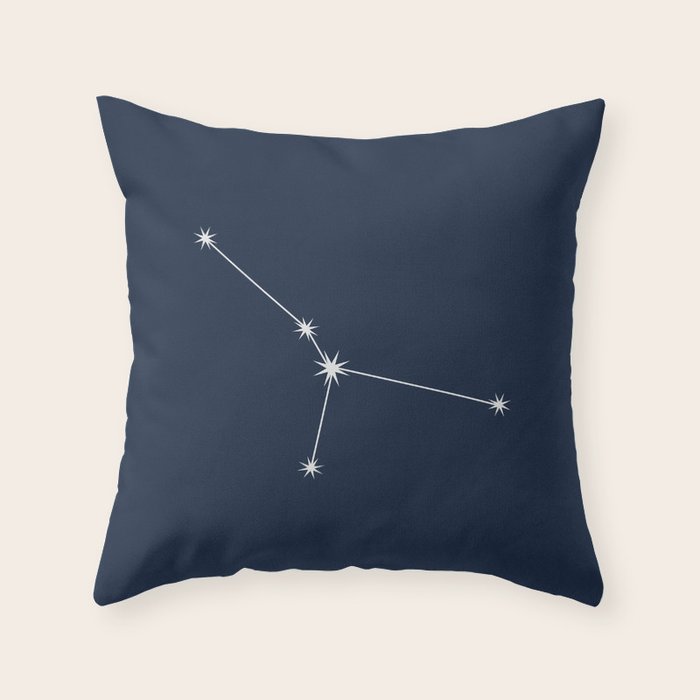 Cancer Zodiac Star Constellation Line Art Dark Blue Throw Pillow Gallery Image 1