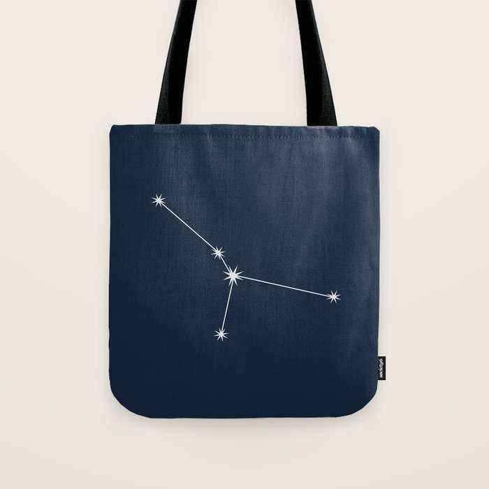 Cancer Zodiac Star Constellation Line Art Dark Blue Tote Bag Gallery Image 1