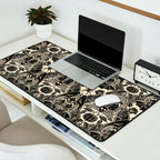 Gothic Halloween Damask - black and cream Desk Mat Gallery Image 2