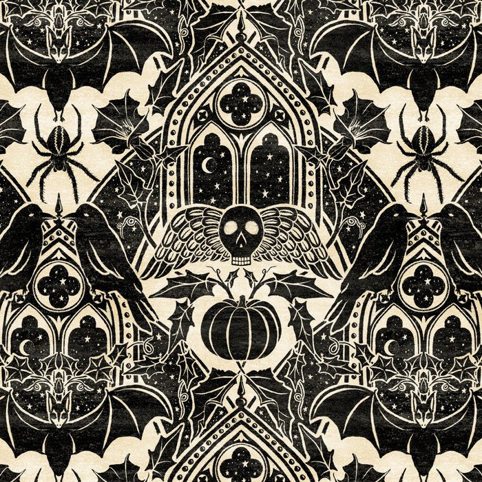 Gothic Halloween Damask - black and cream Coffee Mug Gallery Image 2