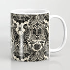 Gothic Halloween Damask - black and cream Coffee Mug Gallery Image 1
