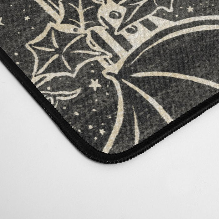 Gothic Halloween Damask - black and cream Desk Mat Gallery Image 4