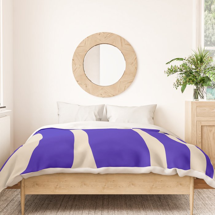 Abstract Minimalist Mid Century Modern Tiki Pattern in Cobalt Blue and Beige Duvet Cover Gallery Image 3