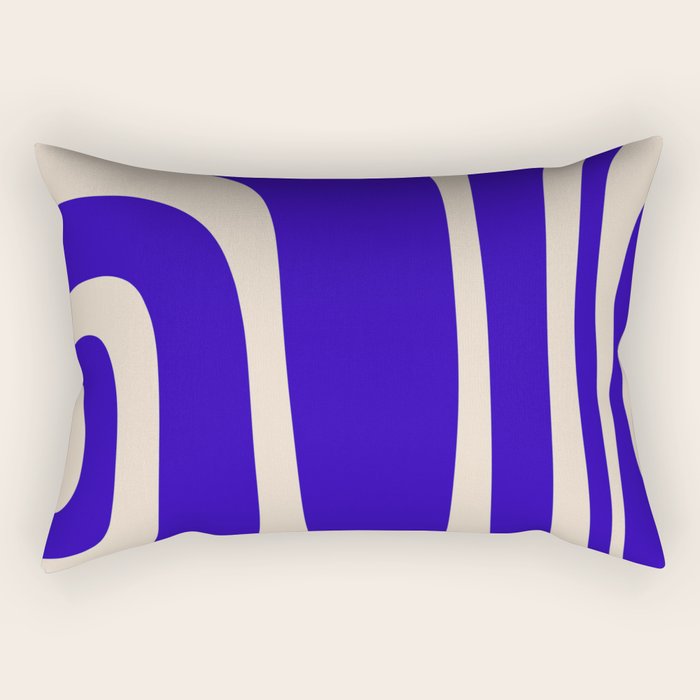 Abstract Minimalist Mid Century Modern Tiki Pattern in Cobalt Blue and Beige Rectangular Pillow Gallery Image 1