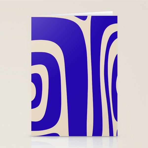 Abstract Minimalist Mid Century Modern Tiki Pattern in Cobalt Blue and Beige Stationery Card Gallery Image 1