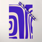 Abstract Minimalist Mid Century Modern Tiki Pattern in Cobalt Blue and Beige Wrapping Paper Gallery Image 1