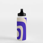 Abstract Minimalist Mid Century Modern Tiki Pattern in Cobalt Blue and Beige Water Bottle Gallery Image 3
