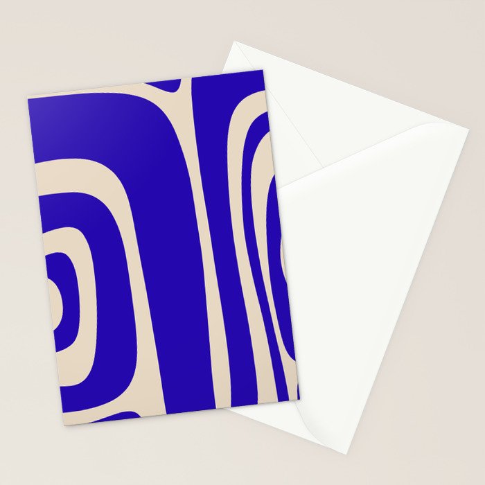 Abstract Minimalist Mid Century Modern Tiki Pattern in Cobalt Blue and Beige Stationery Card Gallery Image 2