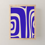 Abstract Minimalist Mid Century Modern Tiki Pattern in Cobalt Blue and Beige Mini Art Print Gallery Image 1