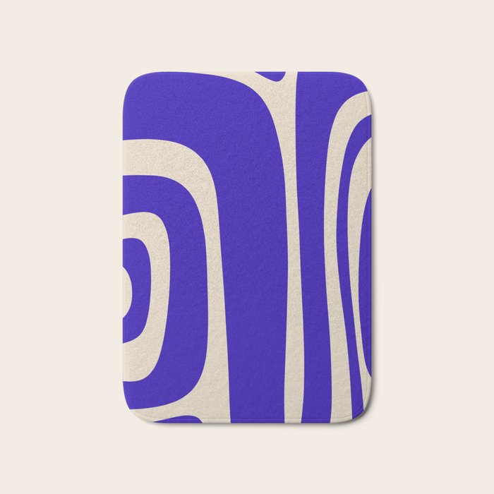 Abstract Minimalist Mid Century Modern Tiki Pattern in Cobalt Blue and Beige Bath Mat Gallery Image 1