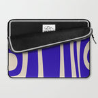 Abstract Minimalist Mid Century Modern Tiki Pattern in Cobalt Blue and Beige Laptop Sleeve Gallery Image 2