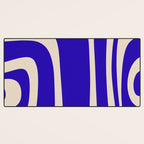 Abstract Minimalist Mid Century Modern Tiki Pattern in Cobalt Blue and Beige Desk Mat Gallery Image 3