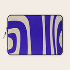 Abstract Minimalist Mid Century Modern Tiki Pattern in Cobalt Blue and Beige Laptop Sleeve Gallery Image 1