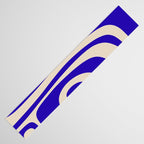 Abstract Minimalist Mid Century Modern Tiki Pattern in Cobalt Blue and Beige Table Runner Gallery Image 3
