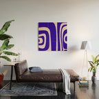 Abstract Minimalist Mid Century Modern Tiki Pattern in Cobalt Blue and Beige Wood Wall Art Gallery Image 2