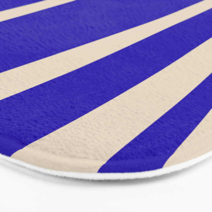 Abstract Minimalist Mid Century Modern Tiki Pattern in Cobalt Blue and Beige Bath Mat Gallery Image 3