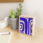 Abstract Minimalist Mid Century Modern Tiki Pattern in Cobalt Blue and Beige Mini Art Print Gallery Image 2
