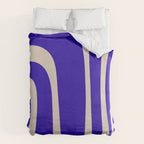 Abstract Minimalist Mid Century Modern Tiki Pattern in Cobalt Blue and Beige Duvet Cover Gallery Image 6