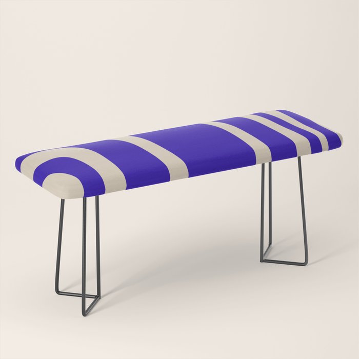 Abstract Minimalist Mid Century Modern Tiki Pattern in Cobalt Blue and Beige Bench Gallery Image 1