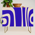 Abstract Minimalist Mid Century Modern Tiki Pattern in Cobalt Blue and Beige Credenza Gallery Image 1