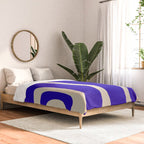 Abstract Minimalist Mid Century Modern Tiki Pattern in Cobalt Blue and Beige Comforter Gallery Image 2