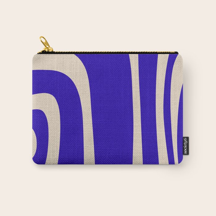 Abstract Minimalist Mid Century Modern Tiki Pattern in Cobalt Blue and Beige Carry All Pouch Gallery Image 1