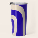 Abstract Minimalist Mid Century Modern Tiki Pattern in Cobalt Blue and Beige Travel Mug Gallery Image 3