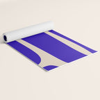 Abstract Minimalist Mid Century Modern Tiki Pattern in Cobalt Blue and Beige Yoga Mat Gallery Image 2
