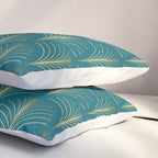Art Deco Gold Fans on Turquoise Pillow Sham Gallery Image 3