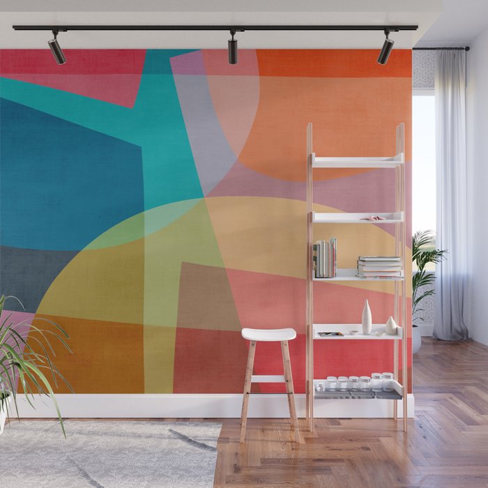Colorful Modern Abstract Vibrant Colors Wall Mural Gallery Image 1