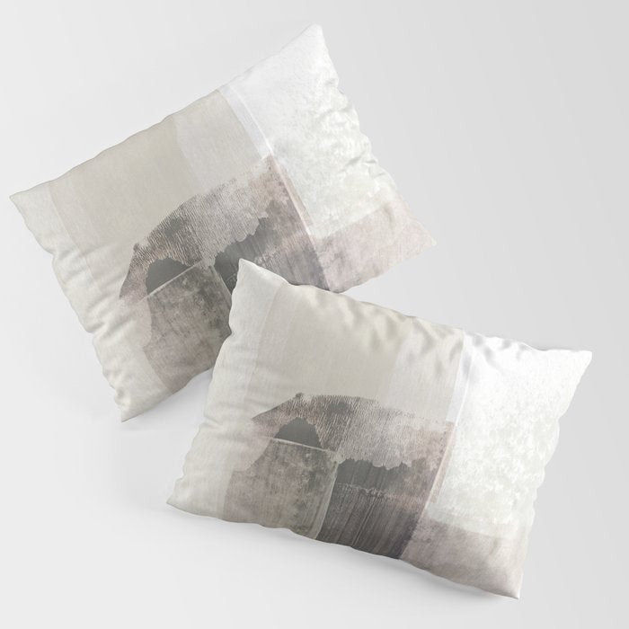 Beige and Brown Minimalist Abstract Painting Pillow Sham Gallery Image 1