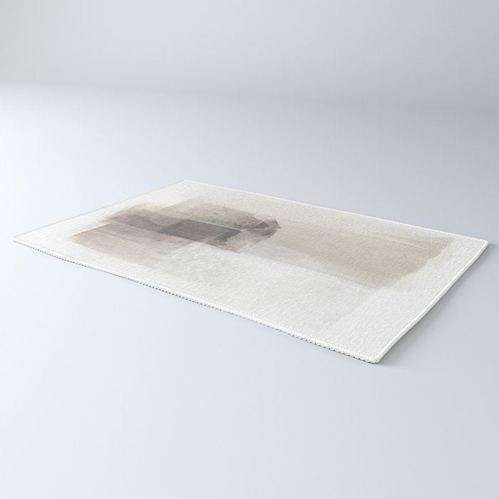 Beige and Brown Minimalist Abstract Painting Rug Gallery Image 3