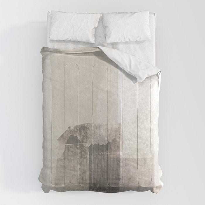 Beige and Brown Minimalist Abstract Painting Comforter Gallery Image 1