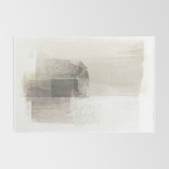 Beige and Brown Minimalist Abstract Painting Rug Gallery Image 2