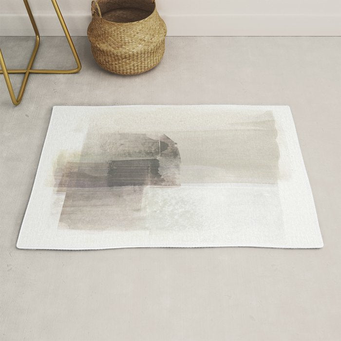 Beige and Brown Minimalist Abstract Painting Rug Gallery Image 1