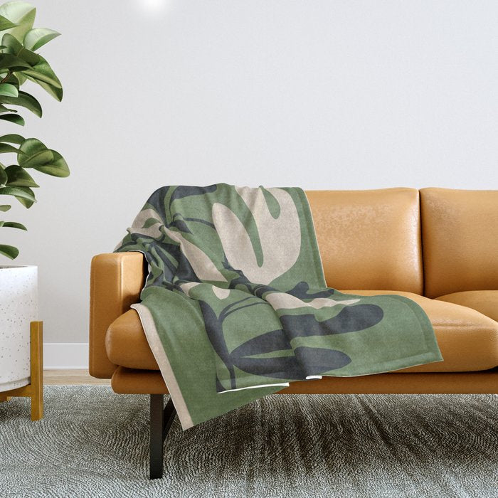 Minimal Abstract Plant Growth Throw Blanket Gallery Image 1
