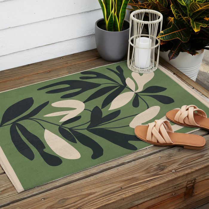 Minimal Abstract Plant Growth Outdoor Rug Gallery Image 2