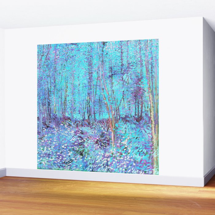 Van Gogh Trees & Underwood Aqua Lavender Wall Mural Gallery Image 2