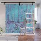 Van Gogh Trees & Underwood Aqua Lavender Wall Mural Gallery Image 1