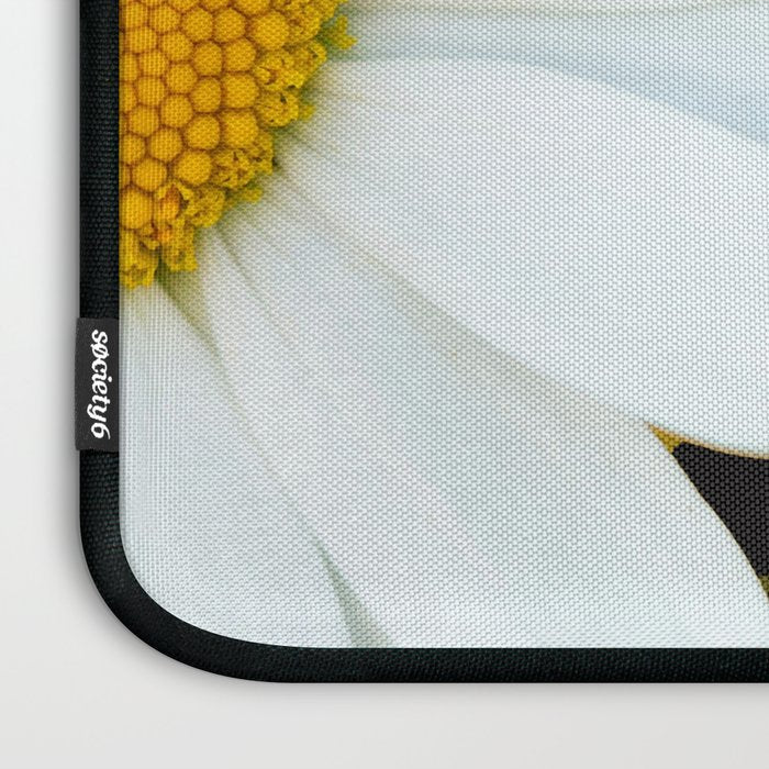 Hello Daisy - White Flower Black Background #decor #society6 #buyart Laptop Sleeve Gallery Image 3