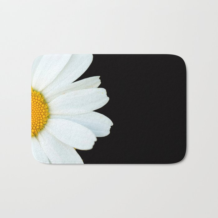 Hello Daisy - White Flower Black Background #decor #society6 #buyart Bath Mat Gallery Image 1