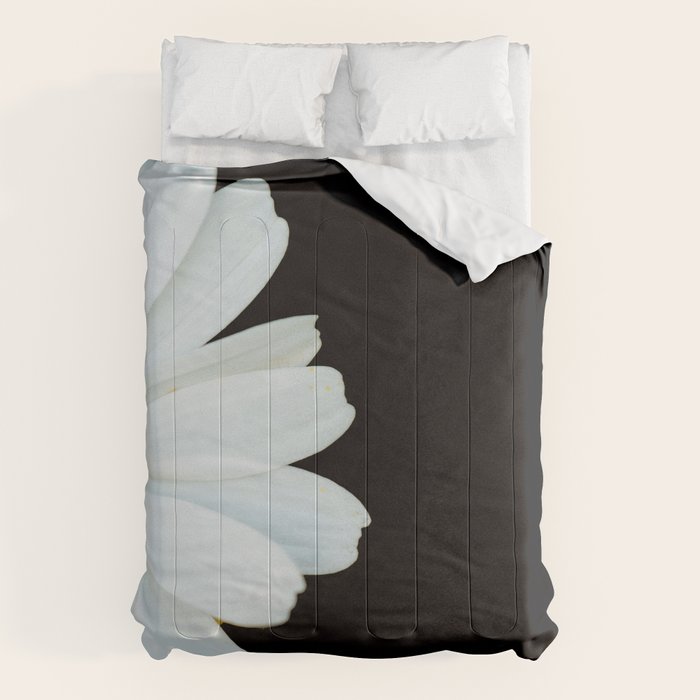 Hello Daisy - White Flower Black Background #decor #society6 #buyart Comforter Gallery Image 6